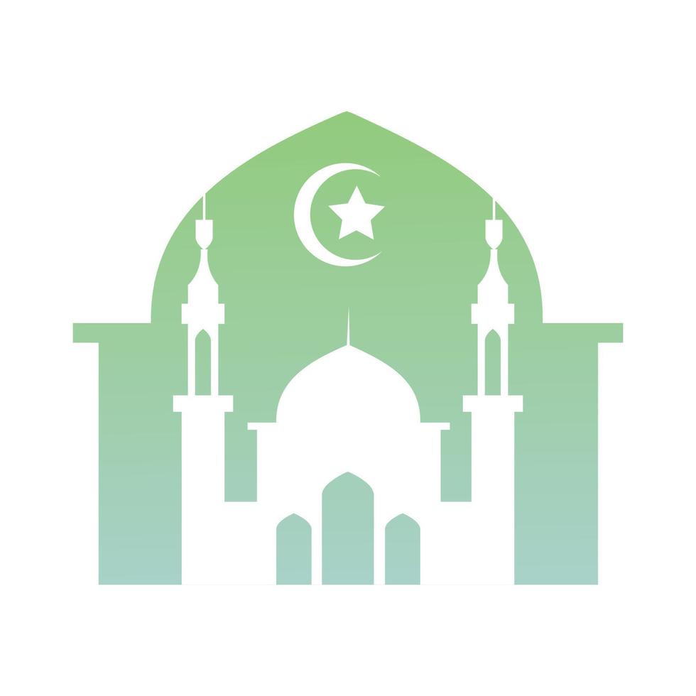 Mosque Vector Design with gradient background  and moon star flat free editable