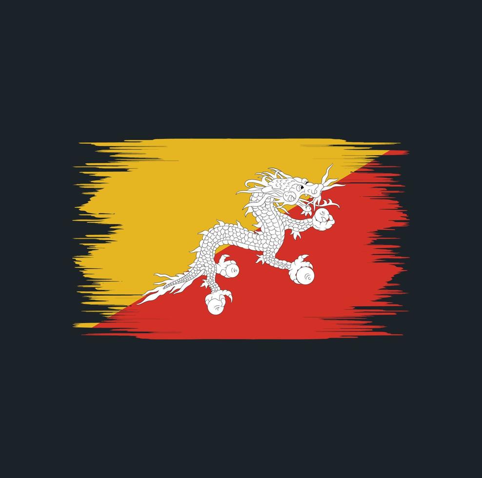 Bhutan Flag Brush vector