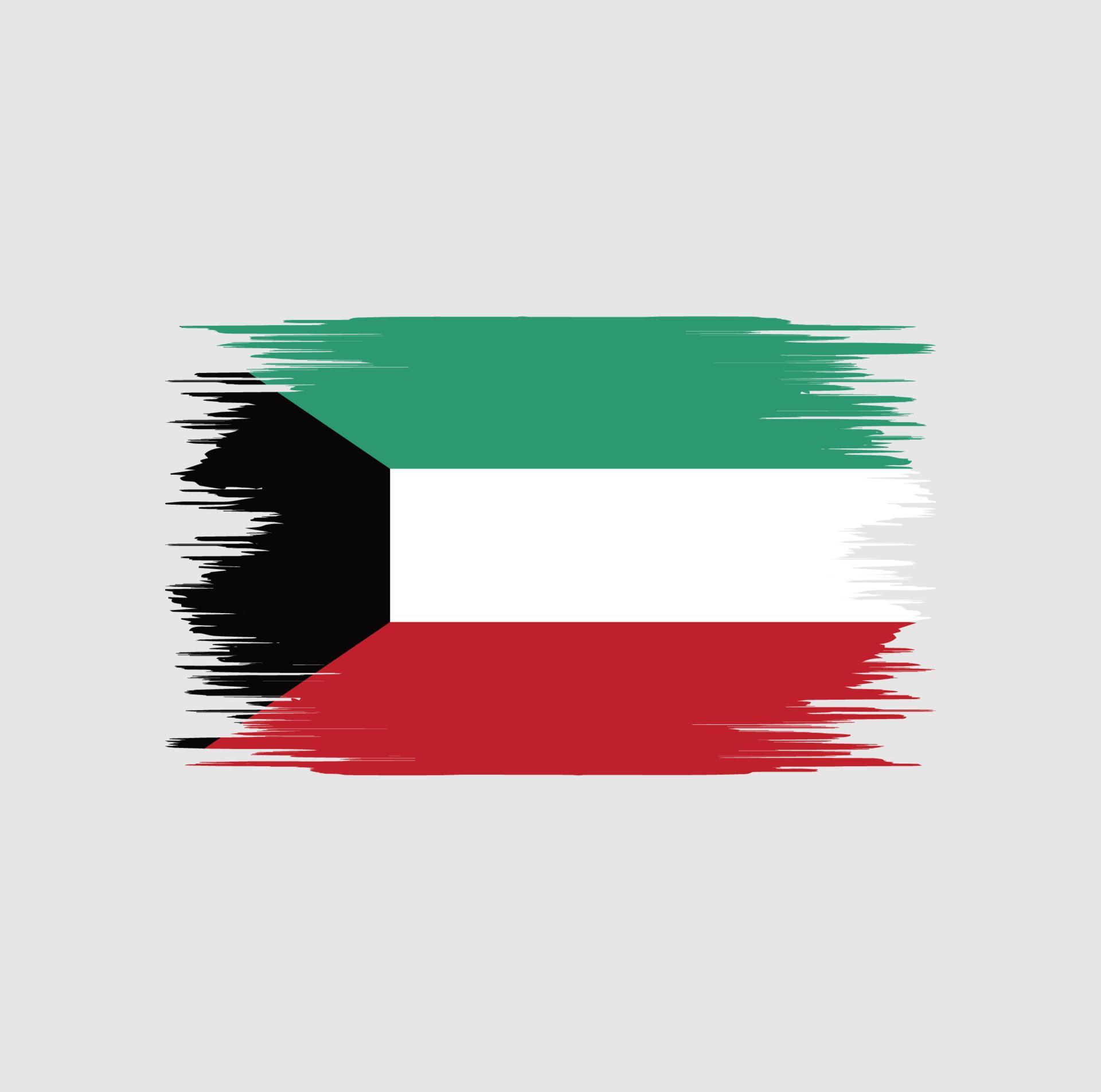 Kuwait flag with brush paint textured isolated on png or transparent ...