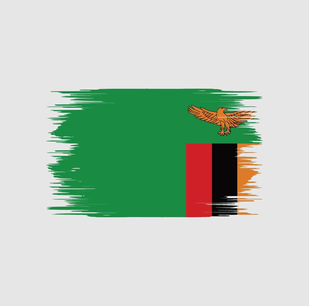 Zambia Flag Brush vector