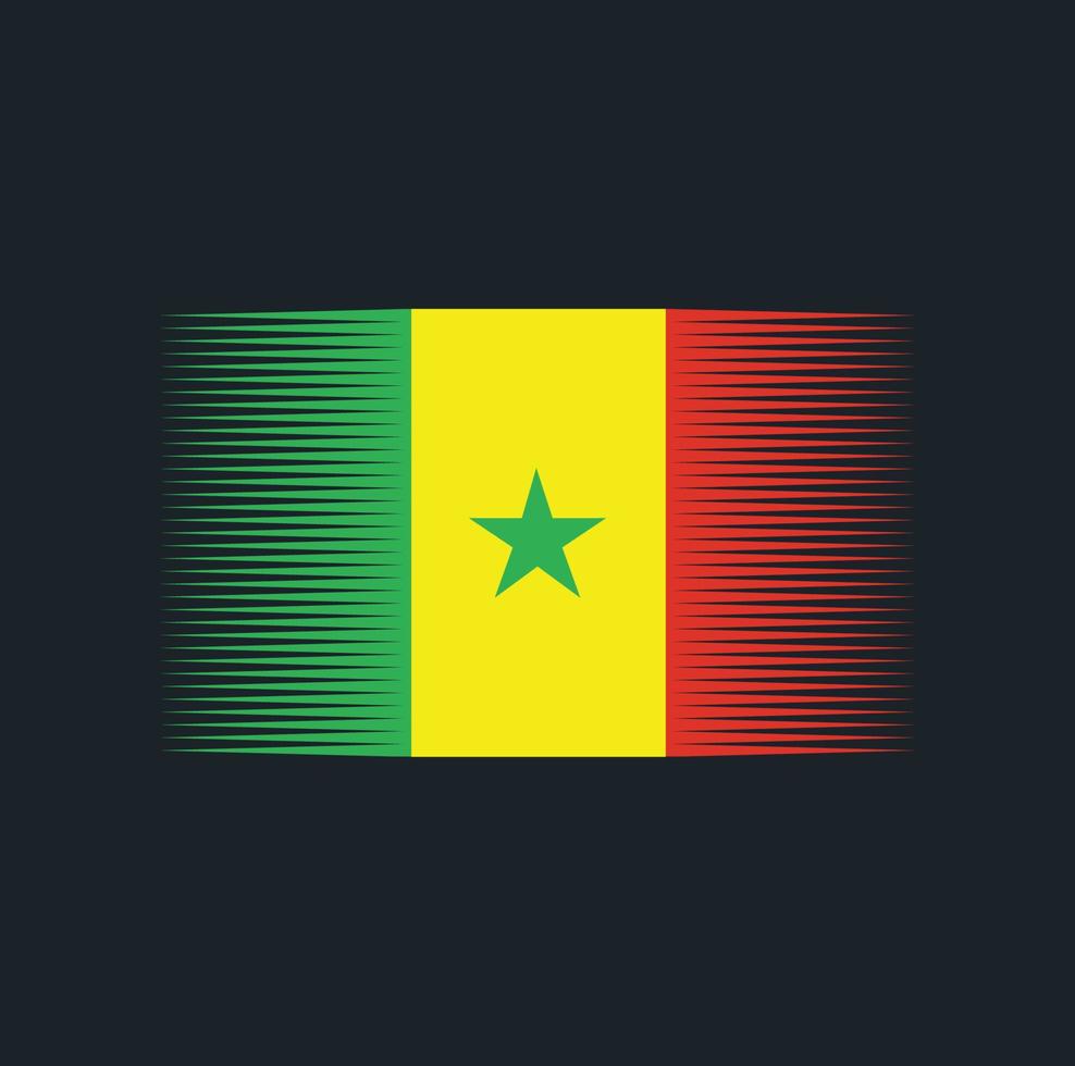 pincel de bandera senegalesa. bandera nacional vector