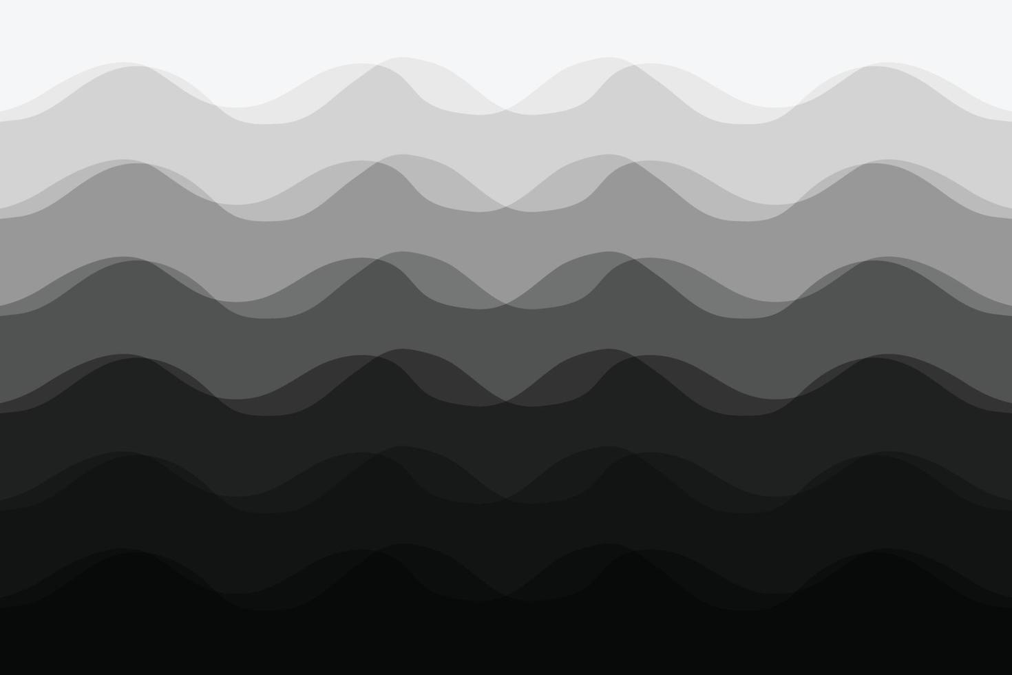 fondo de superposición de ondas de color gris y negro, ondas negras abstractas vector