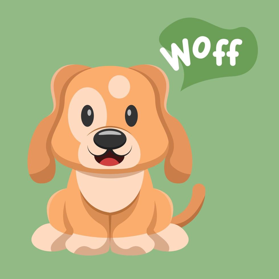 Cute Dog Sitting and Smiling Vector Illustration