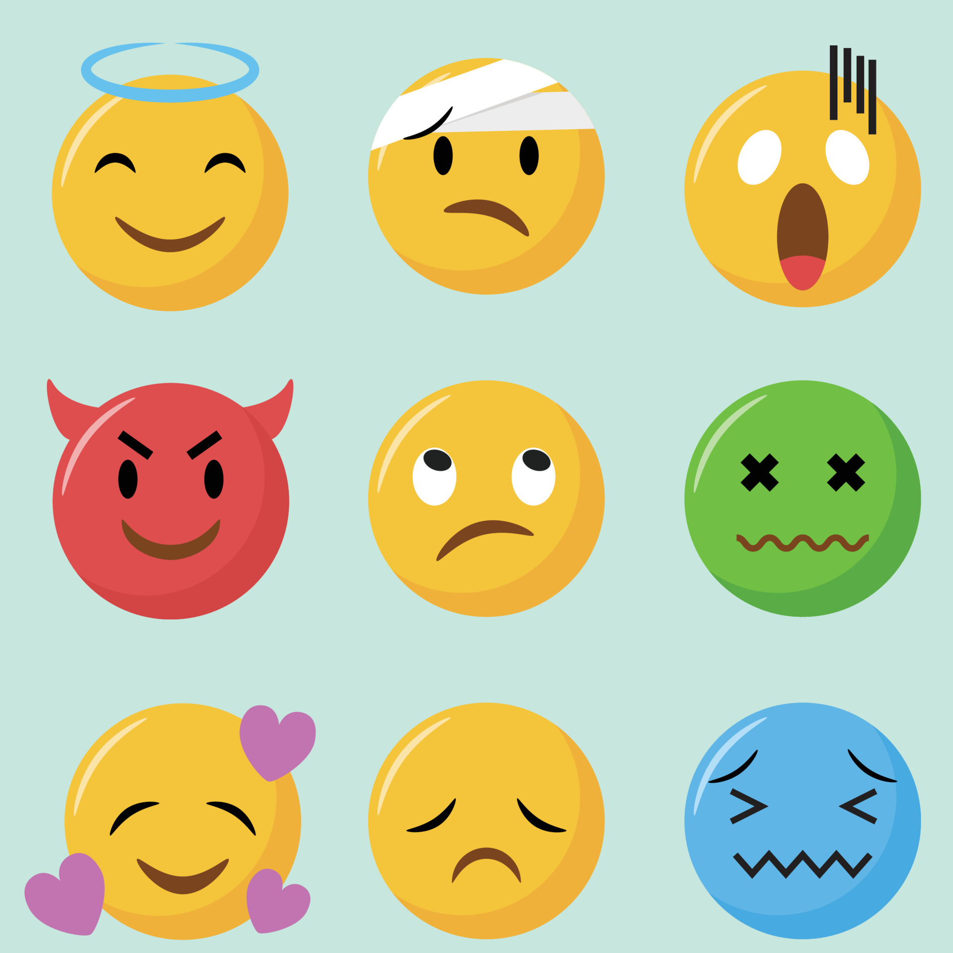 Cute Emoticons Symbols Collections 6997238 Vector Art at Vecteezy