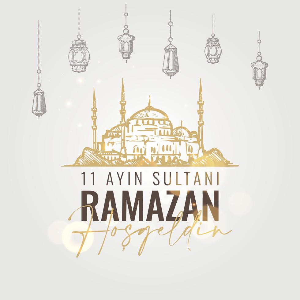 Have a blessed Ramadan month. Welcome Sultan of 11 months Ramadan month. vector