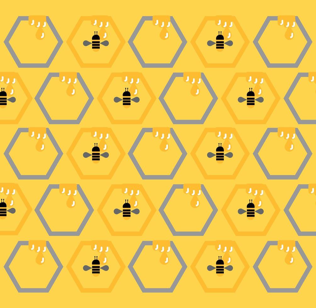 honey comb with bees background backdrop vector