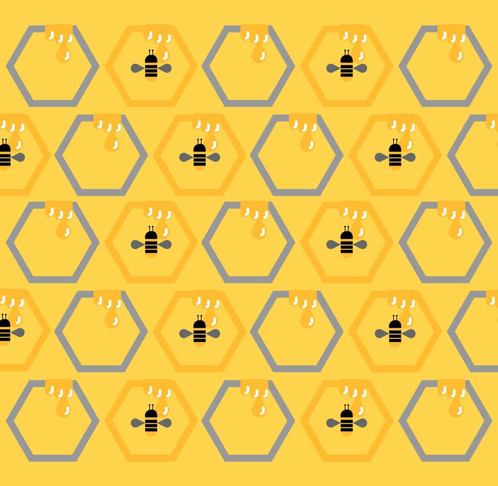 panal de miel con fondo de abejas vector