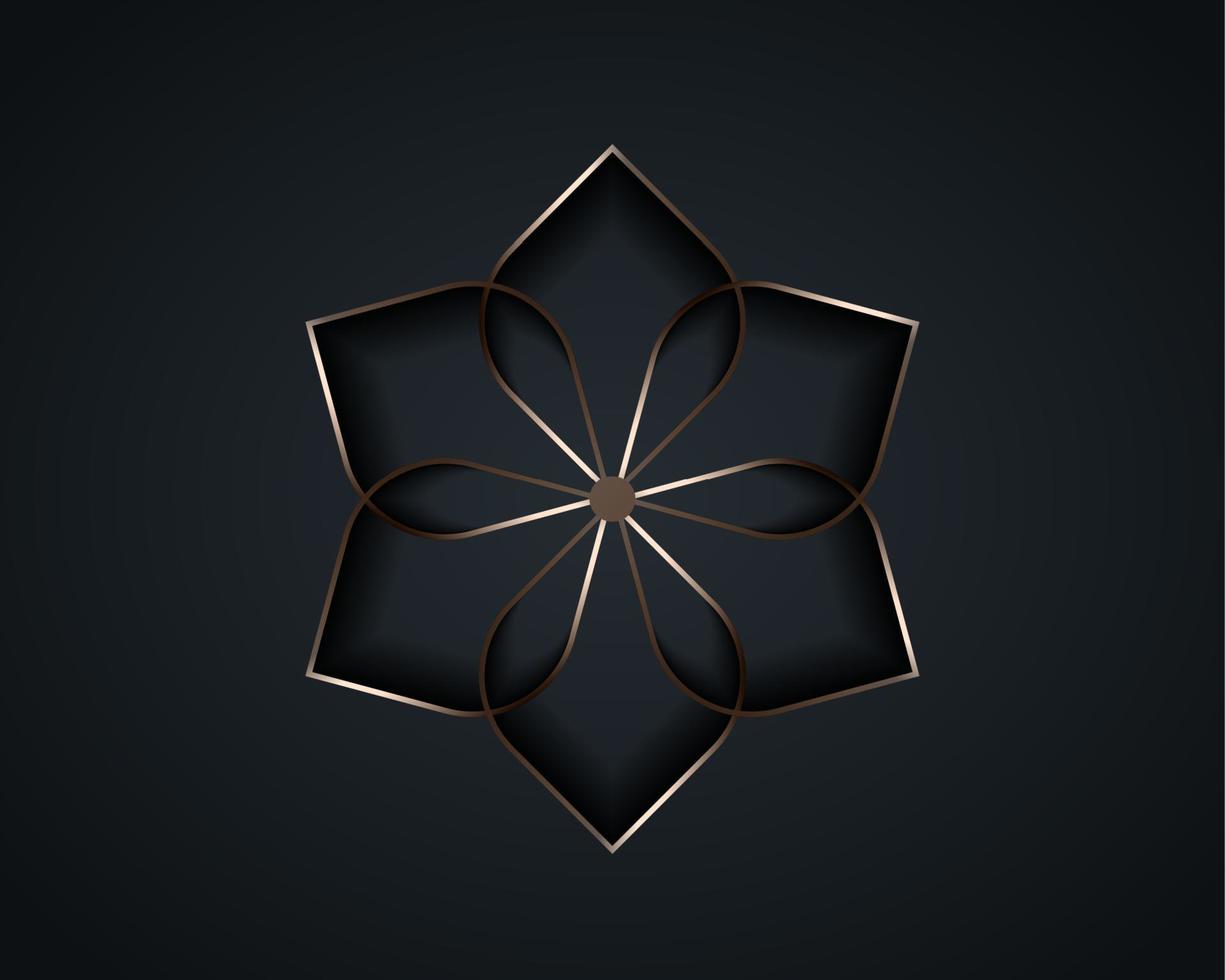 Silver lotus flower mandala, Seed of life symbol Sacred Geometry. Logo icon  Geometric mystic mandala of alchemy esoteric Flower. Vector gold metal line art divine meditative amulet isolated on black