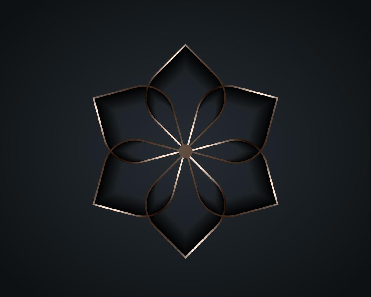 mandala de flor de loto de plata, semilla de vida símbolo geometría sagrada. icono del logotipo mandala mística geométrica de la flor esotérica de la alquimia. vector oro metal línea arte divino meditativo amuleto aislado en negro