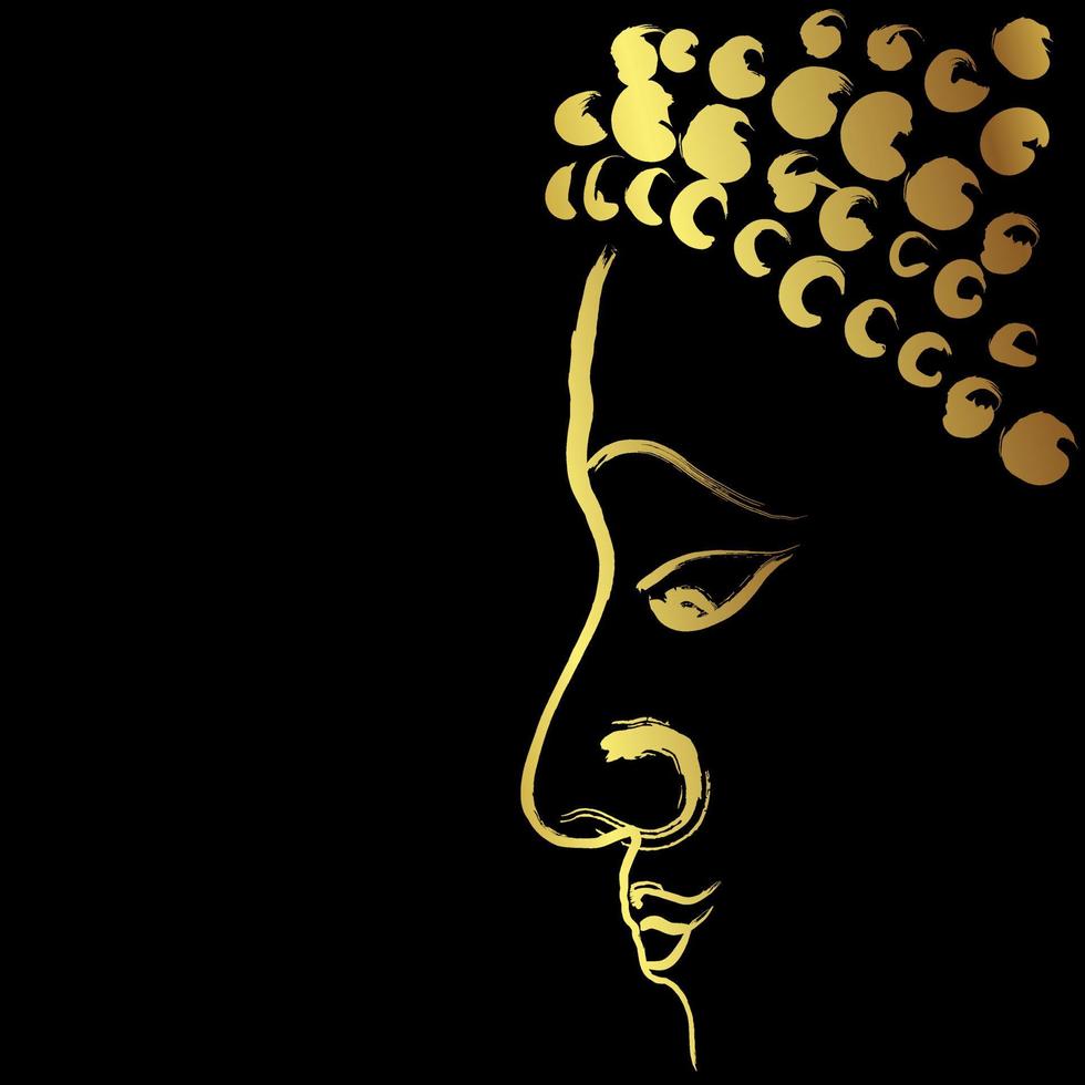 Buddha with golden brush stroke over on black background ,Vector brush stroke design vector