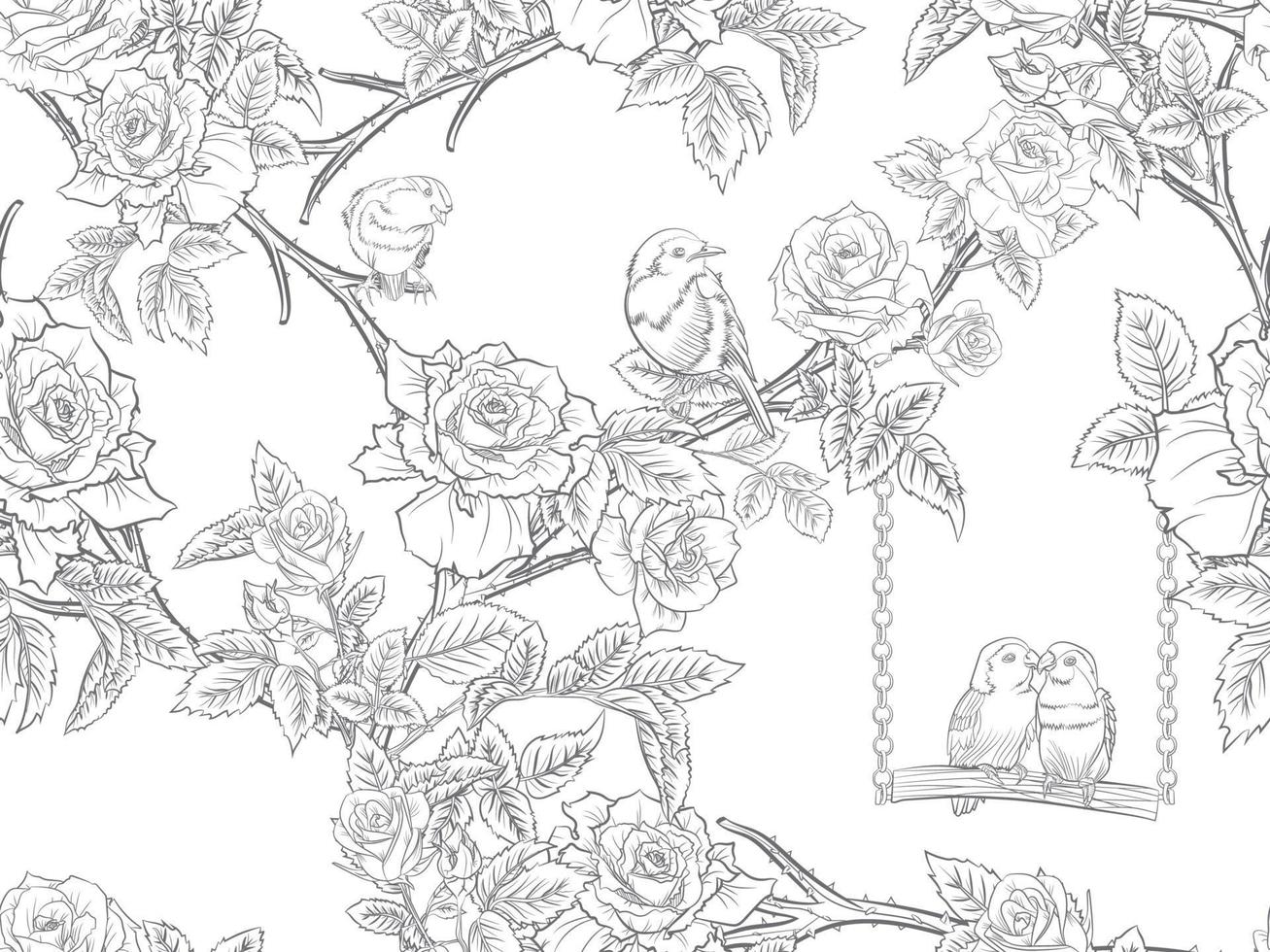 Beautiful rose line art seamless pattern vector