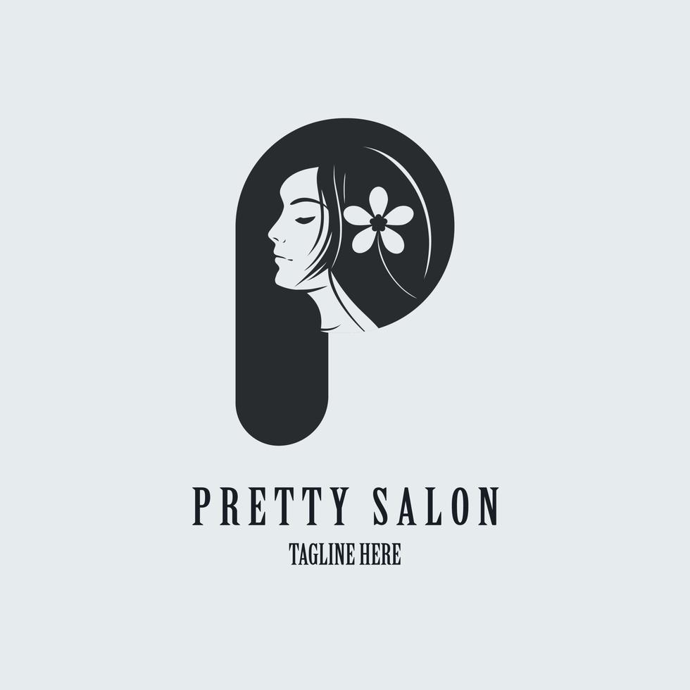 diseño de plantilla de logotipo de spa de salón de belleza de cara de mujer bonita para marca o empresa y otros vector