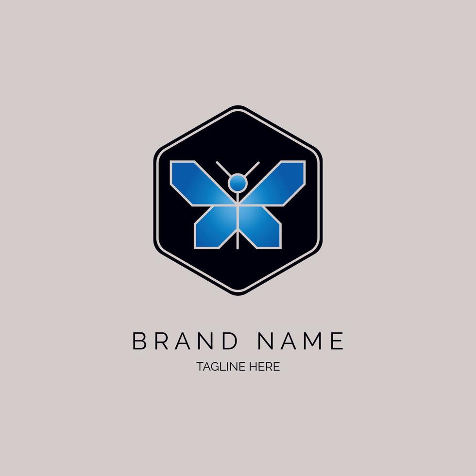 diseño de plantilla de icono de logotipo de mariposa hexagonal para marca o empresa y otros vector