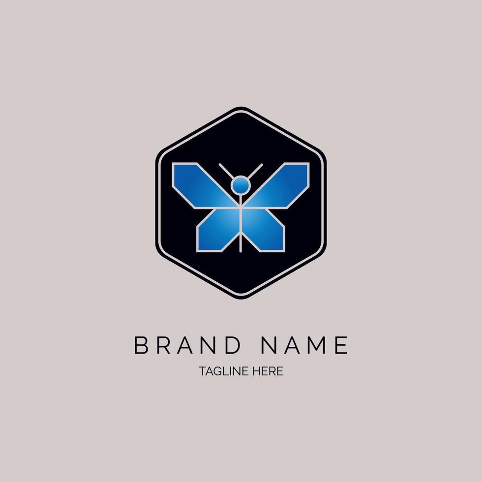 hexagonal butterfly logo icon template design for brand or company and other vector