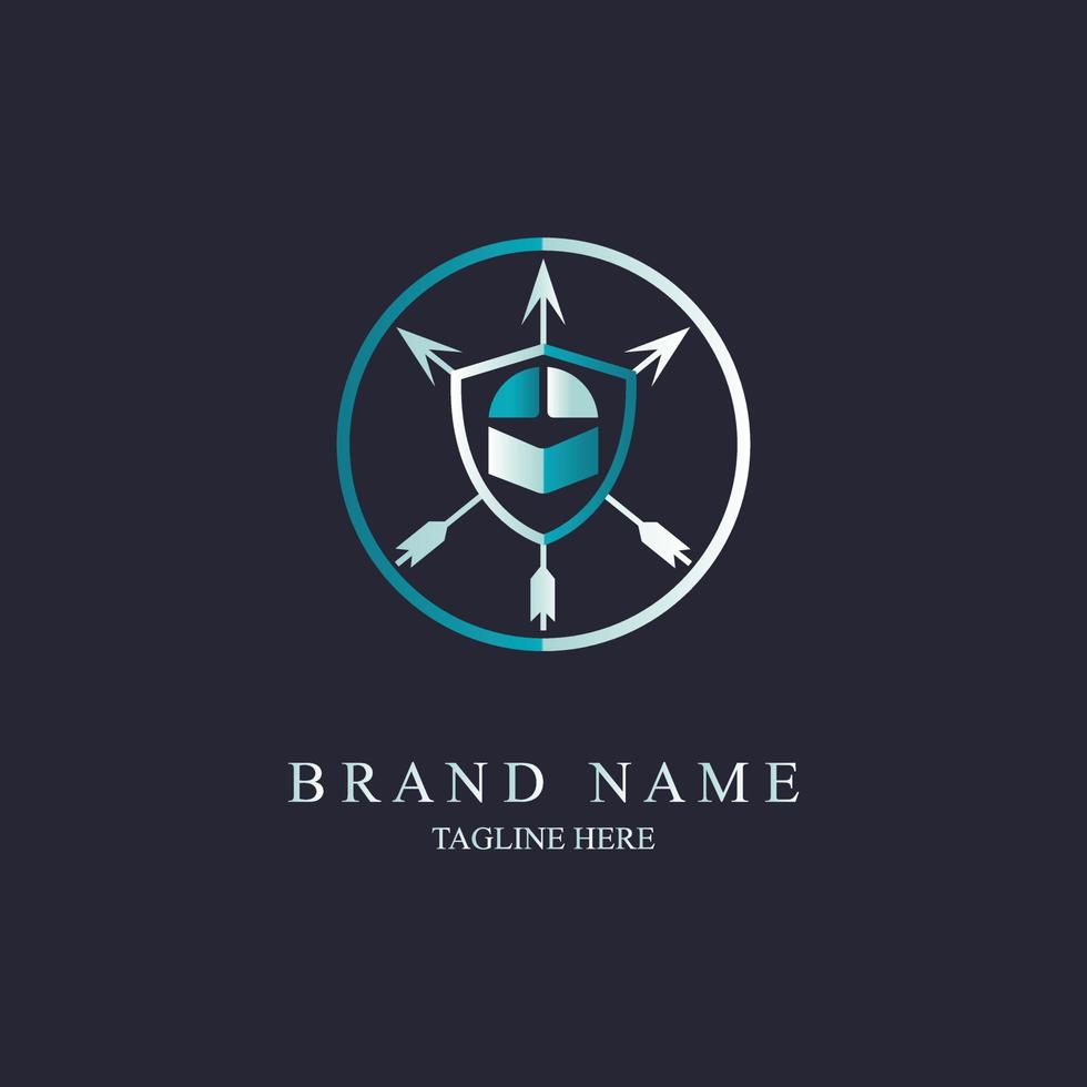 roman helmet arrow logo design template for brand or company and other vector