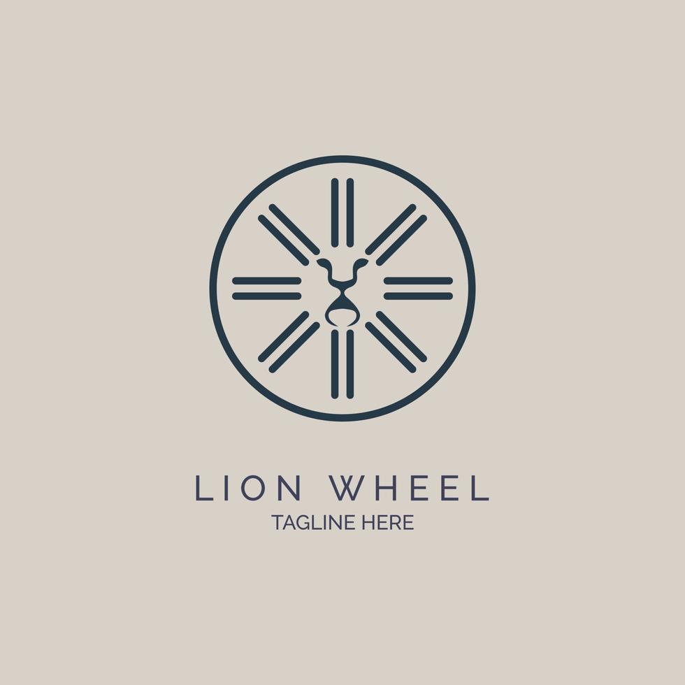 lion wheel circle logo template design for brand or company and other vector