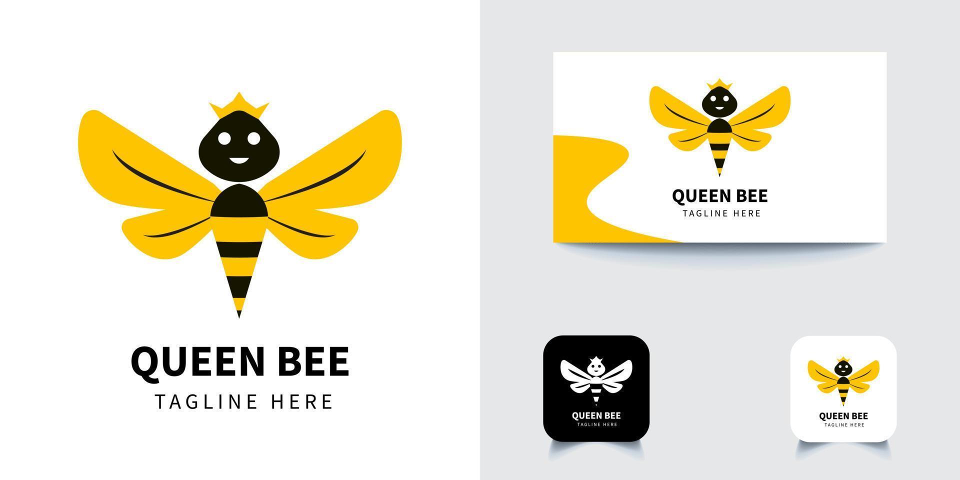 plantilla de diseño de logotipo de abeja reina creativa vector