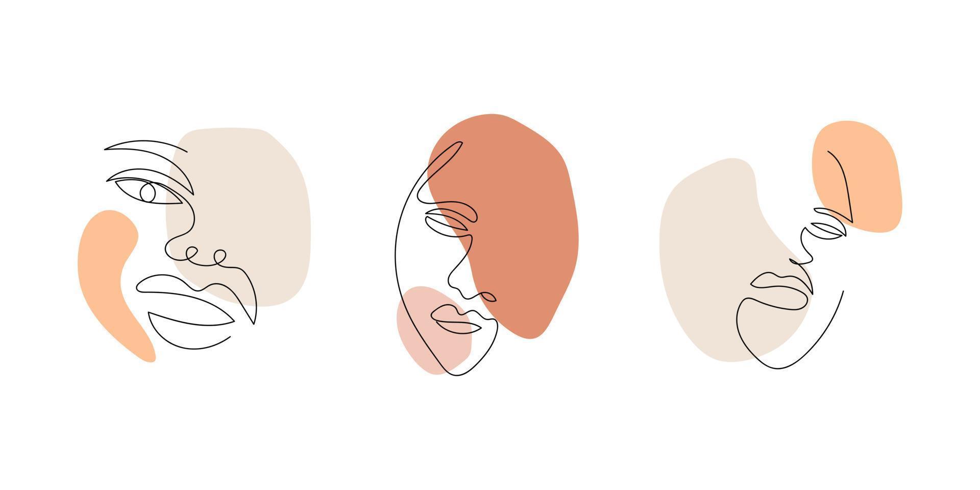 Female face line art. Abstract woman line art elements. Minimalist linear illustration. vector