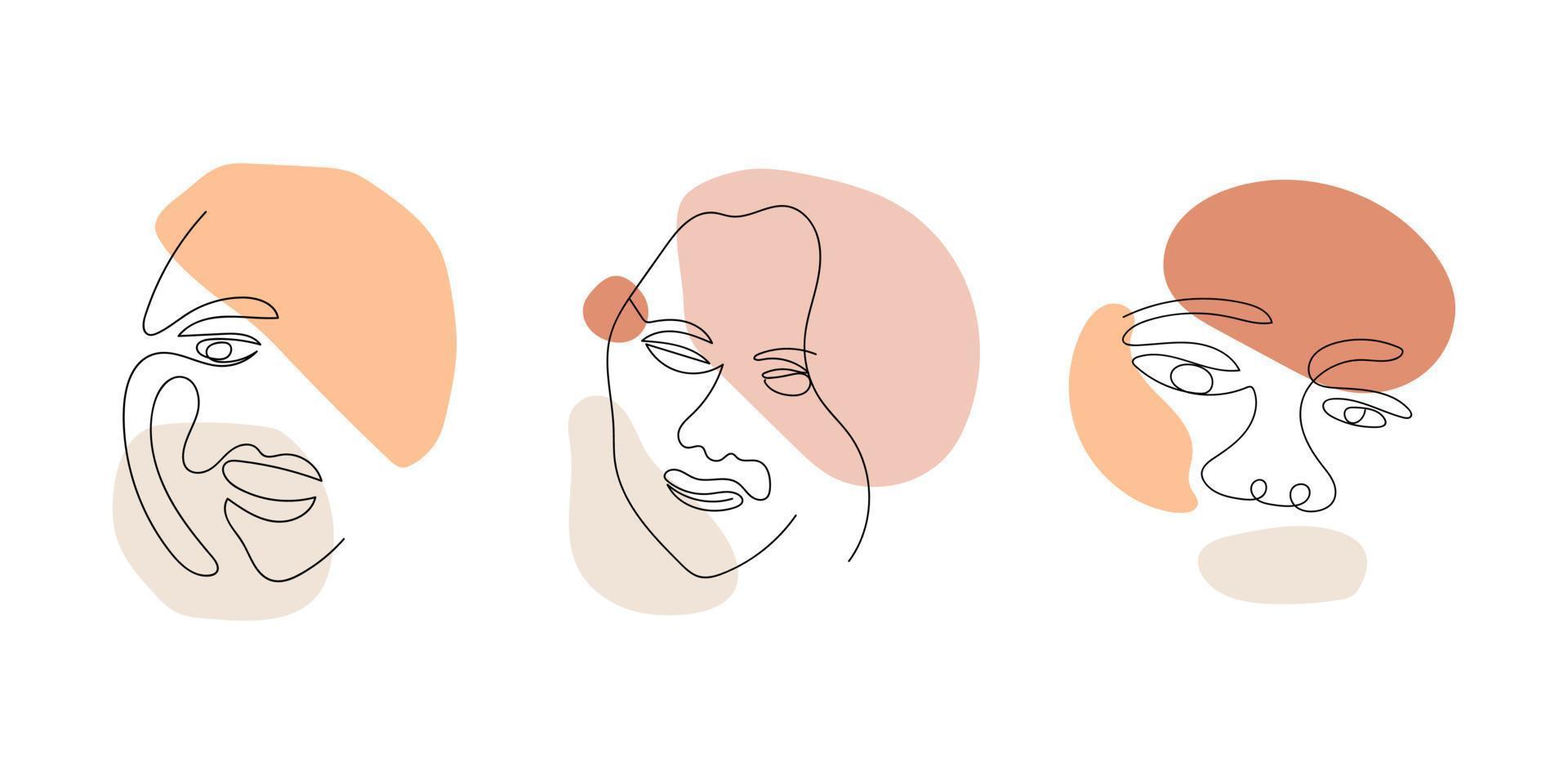 Female face line art. Abstract woman line art elements. Minimalist linear illustration. vector