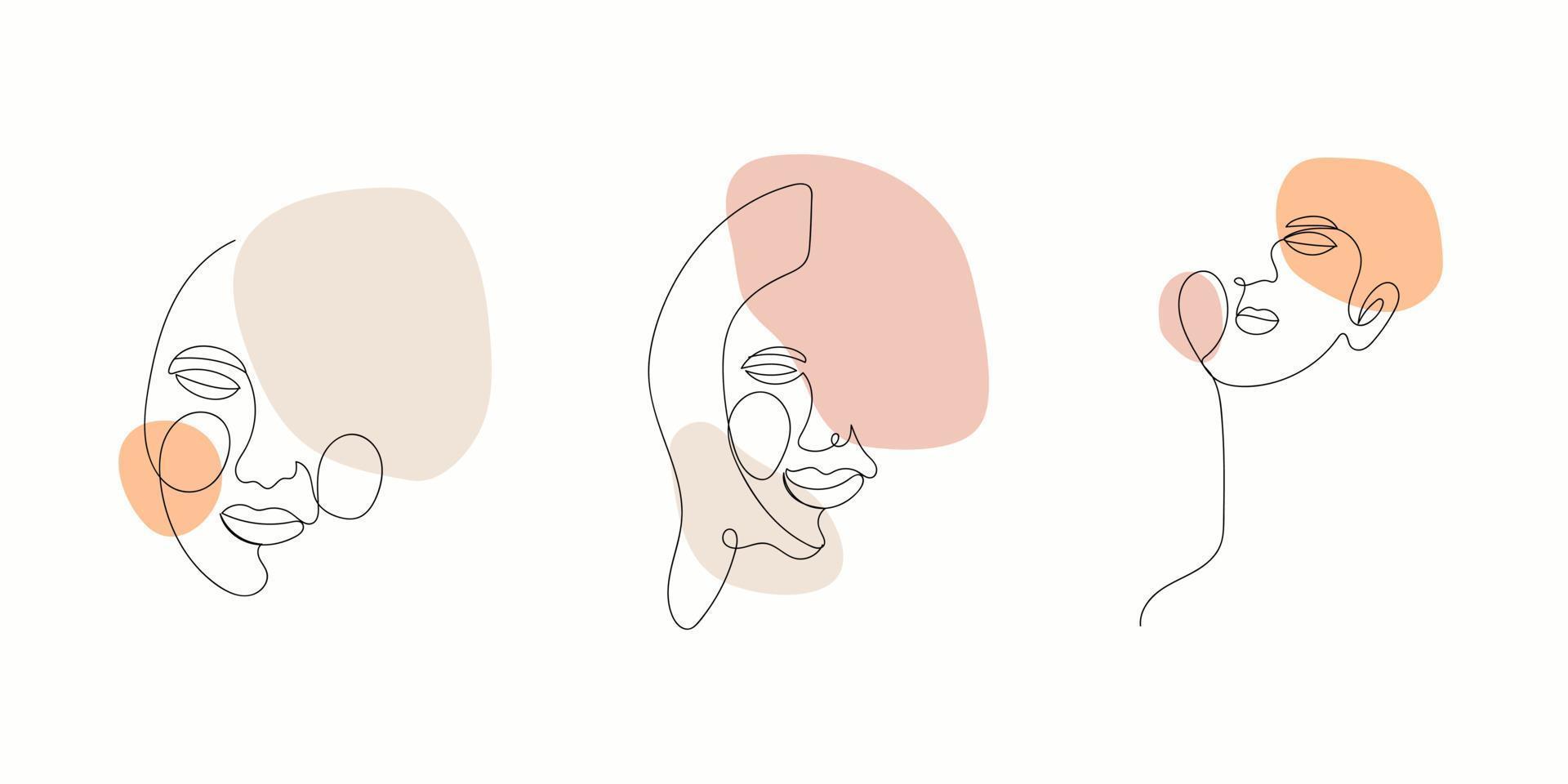Female face line art. Abstract woman line art elements. Minimalist linear illustration. vector