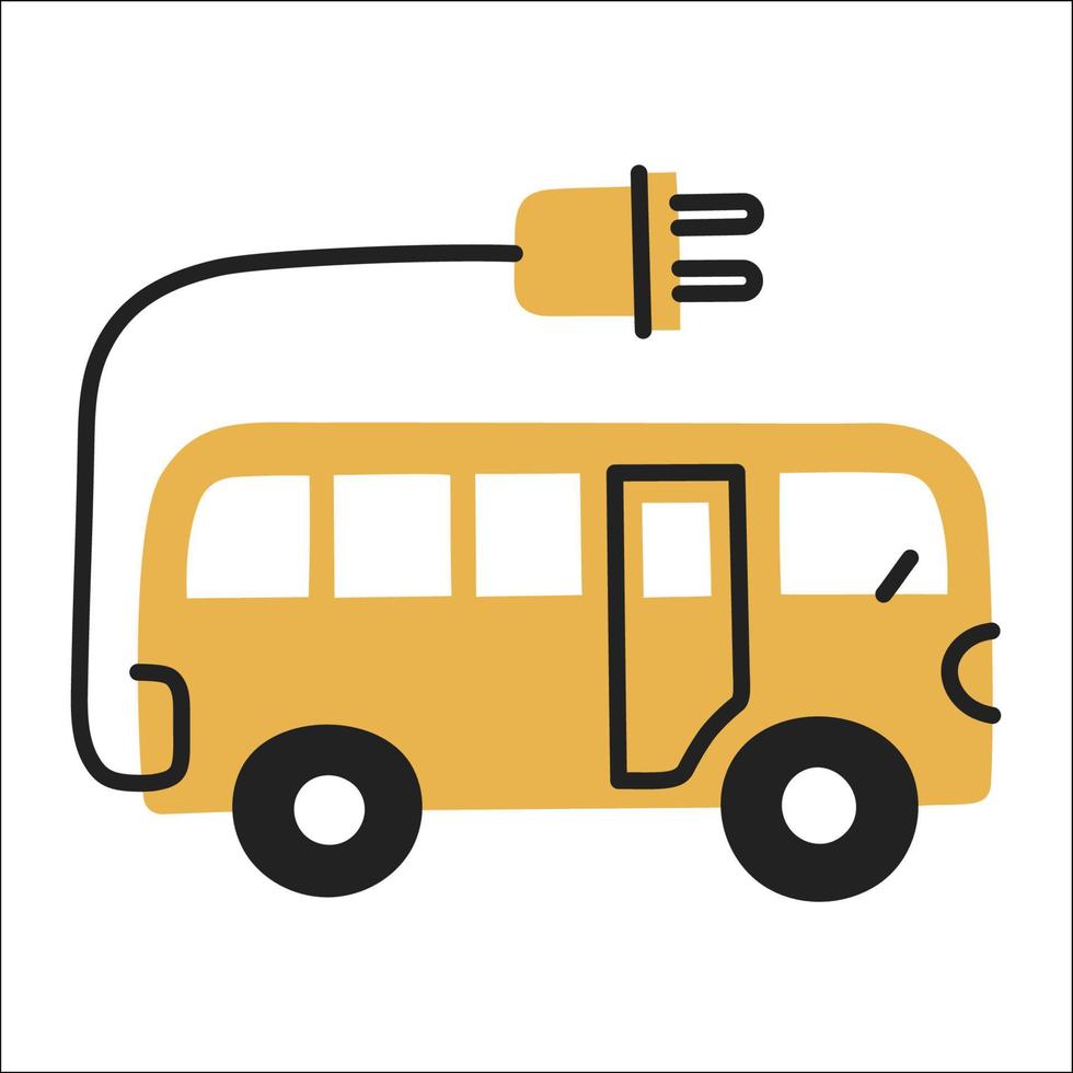 electric vehicle. hand drawn EV doodle icon. vector