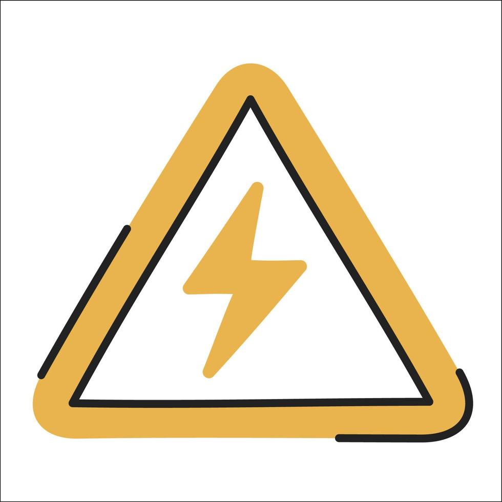 caution. hand drawn EV doodle icon. vector