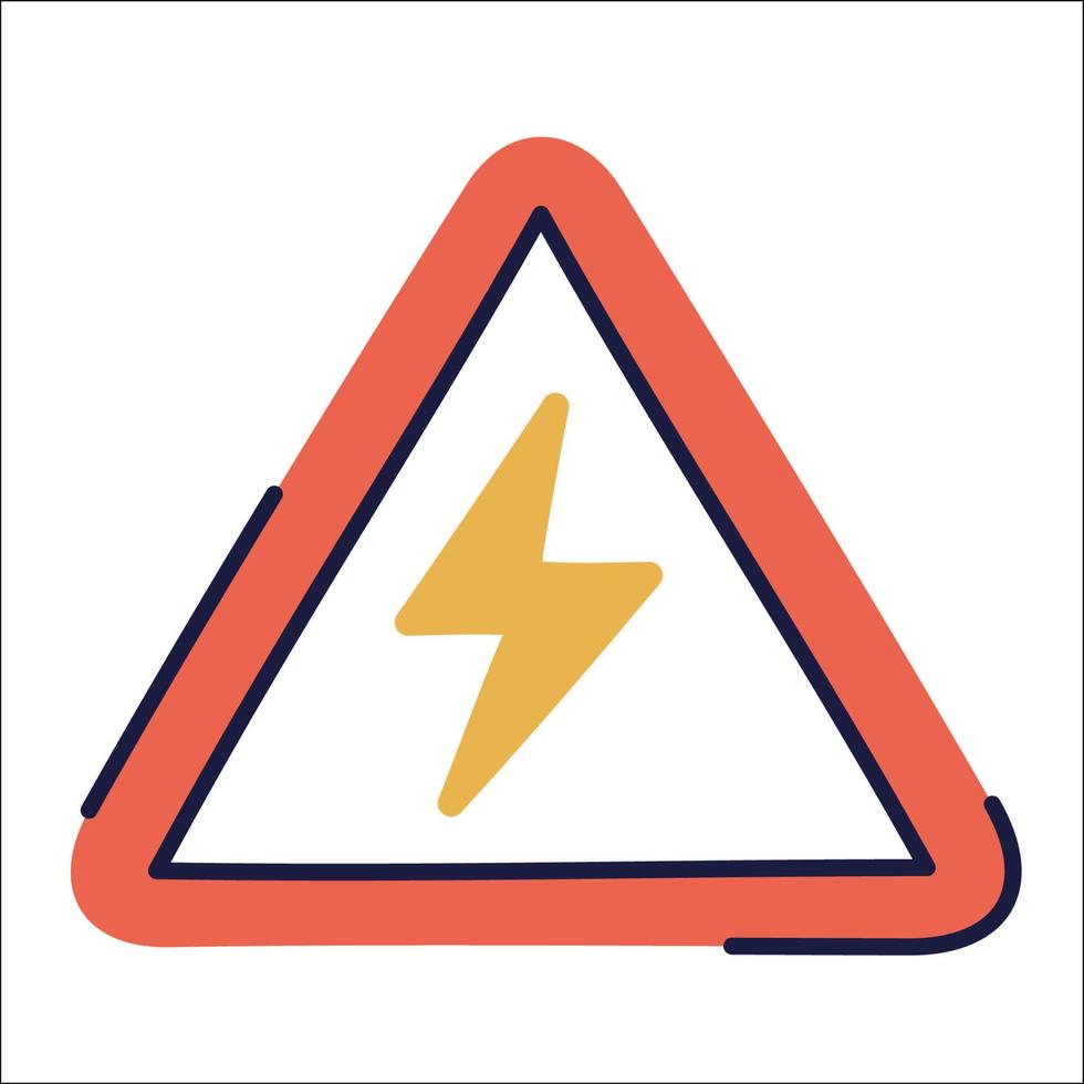 caution. hand drawn EV doodle icon. vector