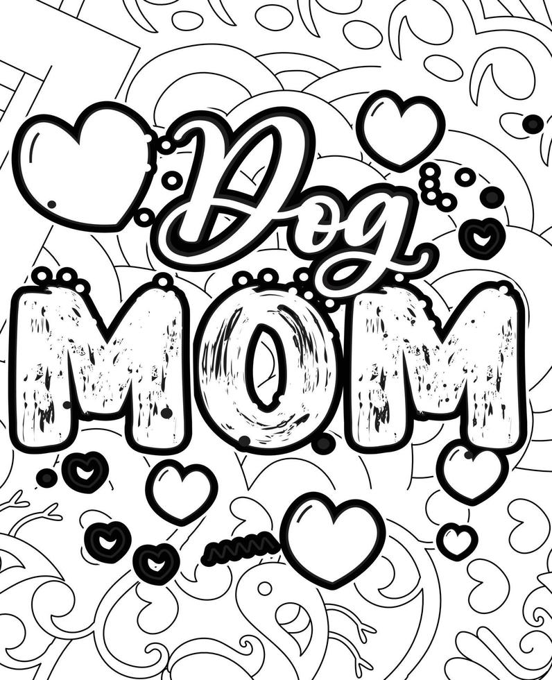 Mother's day Typography Coloring page. Mother's day line Art design. vector