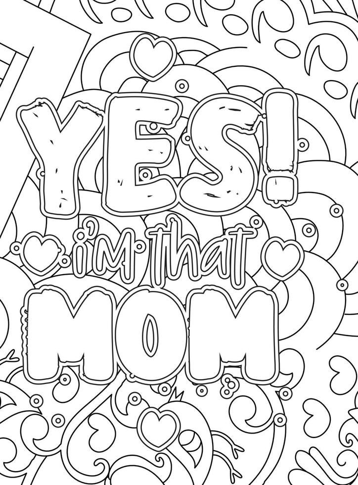 Mother's day Typography Coloring page. Mother's day line Art design. vector