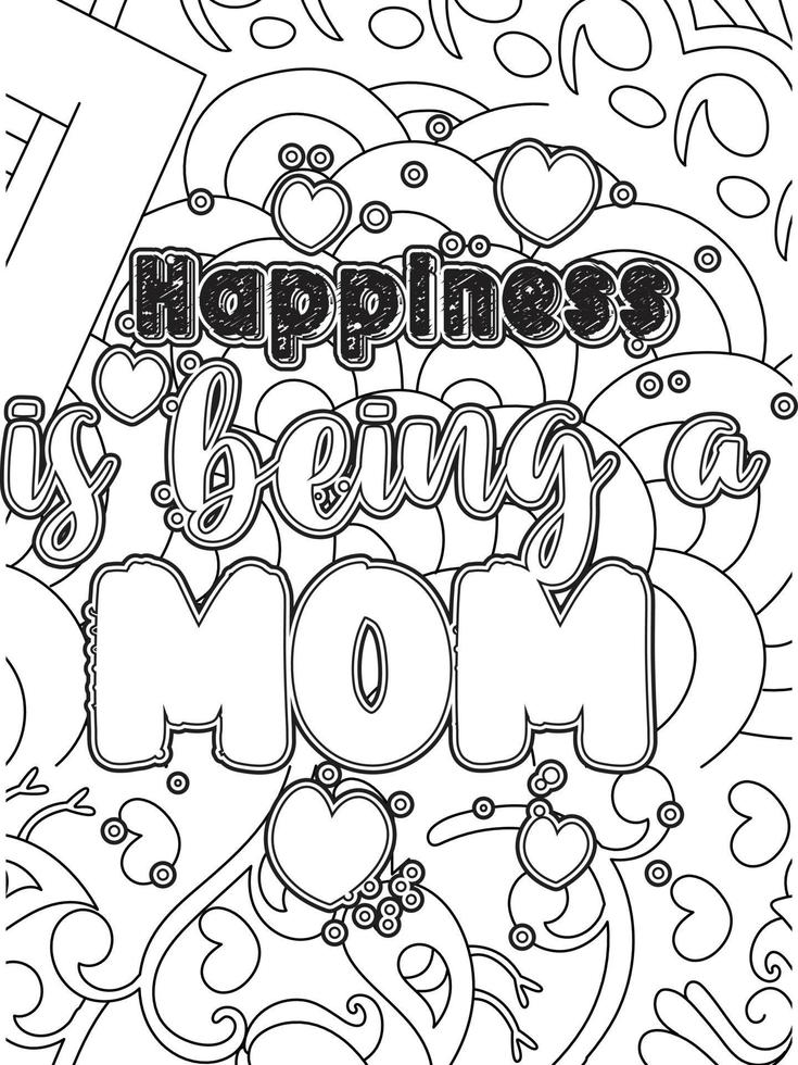 Mother's day Typography Coloring page. Mother's day line Art design. vector