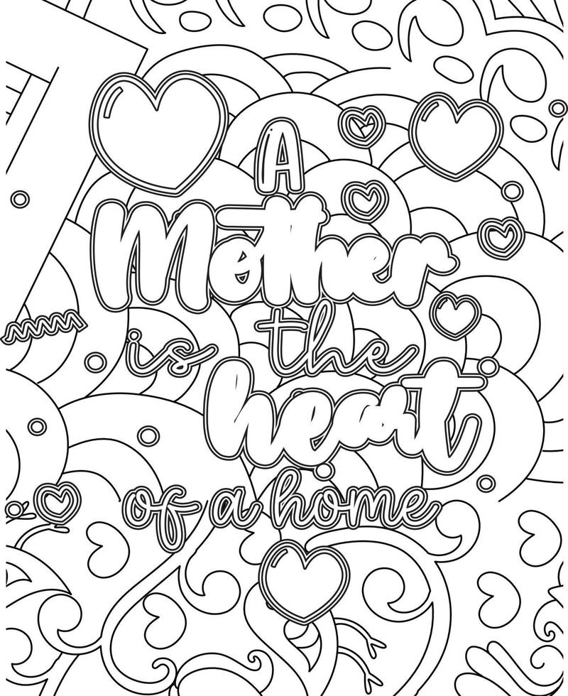 Mother's day Typography Coloring page. Mother's day line Art design. vector