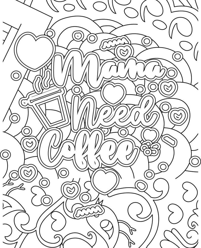 Mother's day Typography Coloring page. Mother's day line Art design. vector