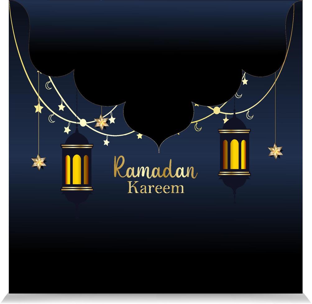 luxury Islamic background with decorative ornament golden lantern and star Eid and Ramadan Background With Golden Lantern vector