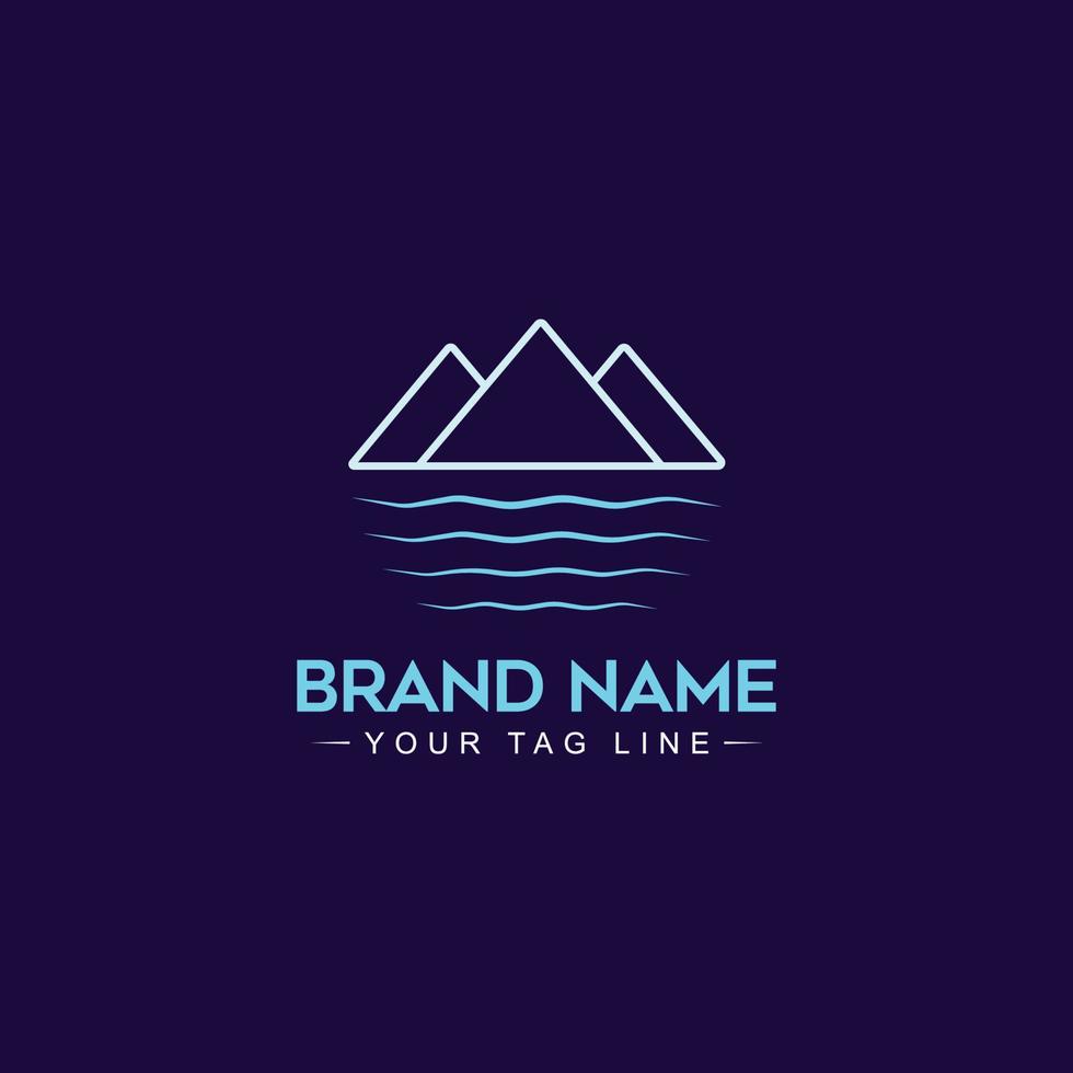Creative Mountains And River Minimal Logo Design vector