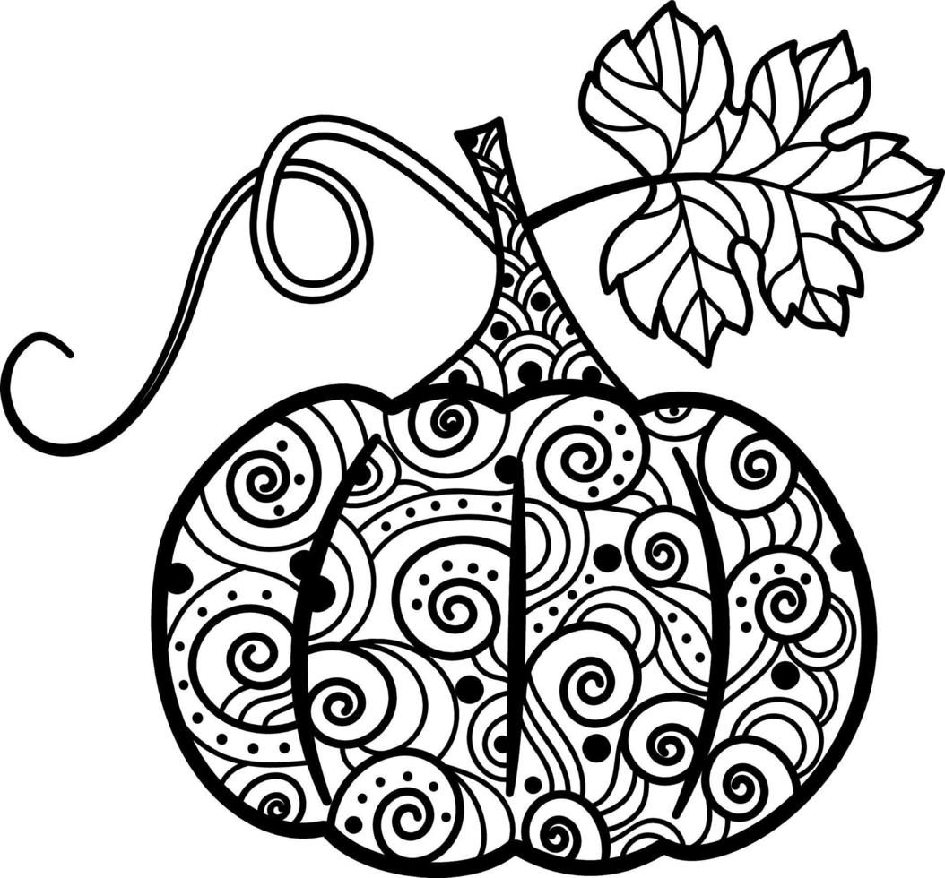 Black and white illustration of a pumpkin. Autumn illustration for Halloween.An idea for a logo, fashion illustrations, magazines, printing on clothes, advertising, coloring books, tattoo sketch or me vector