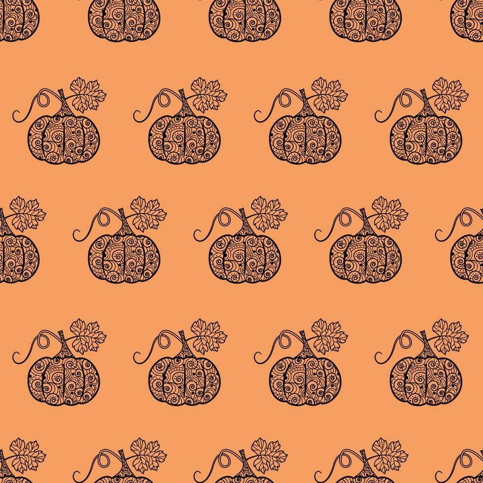 patrón sin costuras con calabazas. fondo vectorial aislado con calabazas con un hermoso adorno.textura para textiles y papel de regalo, papel pintado, estampado para ropa.ra plantilla para halloween. vector