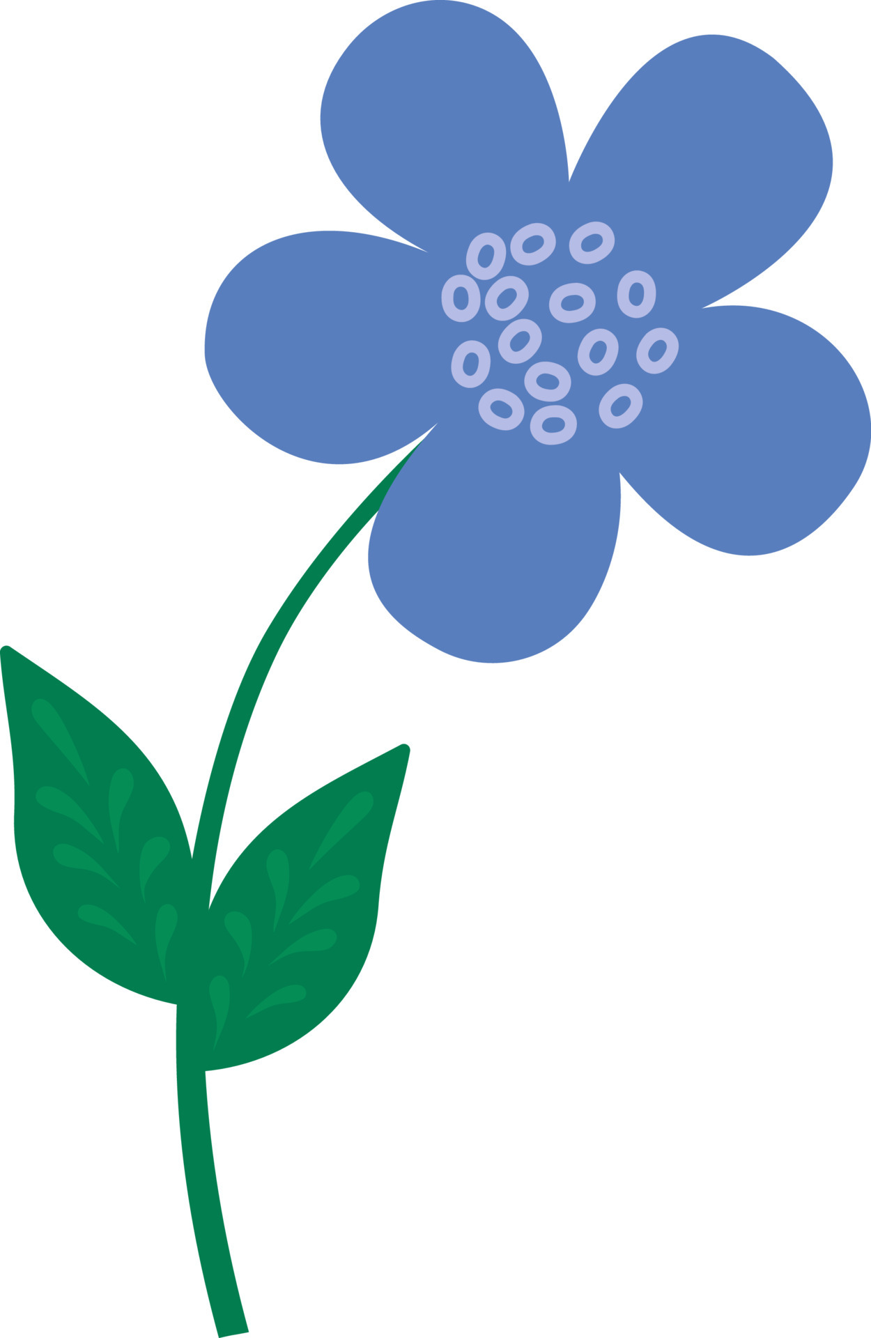 Stylized blue flower highlighted on a white background. Vector flower