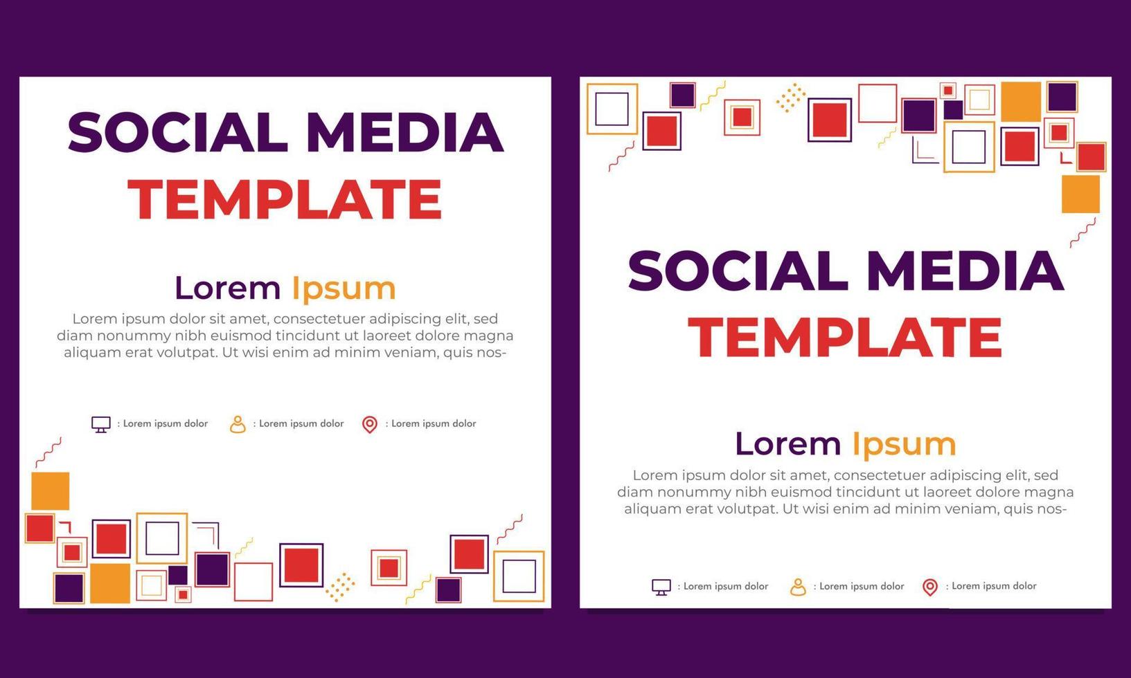 flat colorful abstract geometric social media post template vector