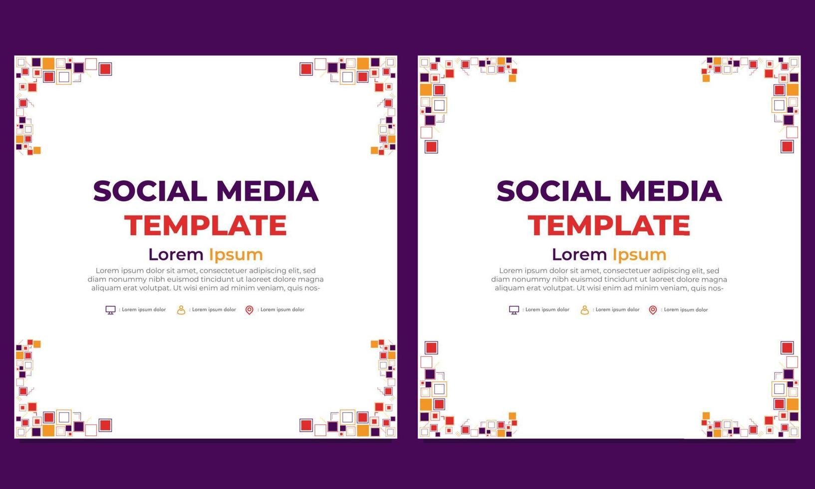 flat colorful abstract geometric social media post template vector