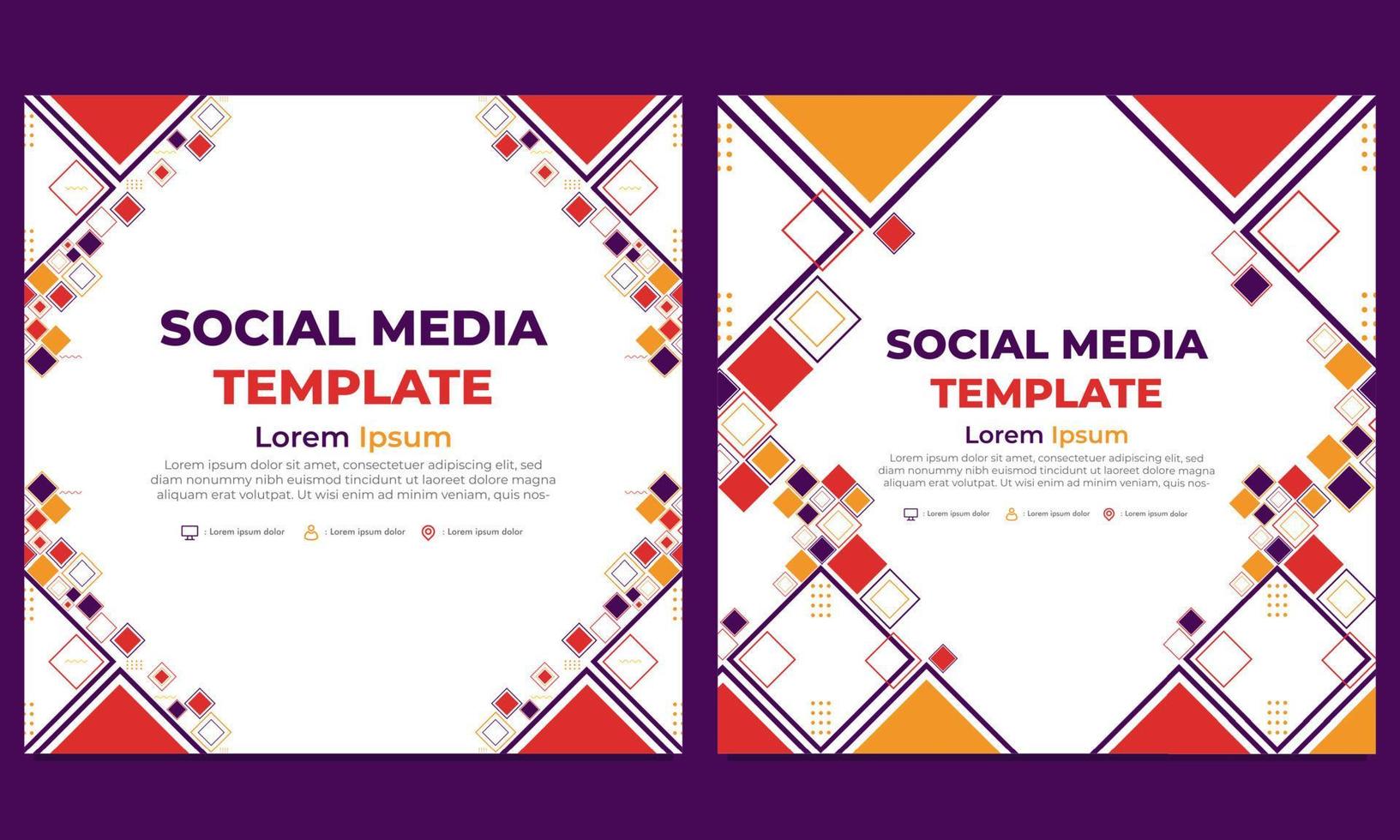 flat colorful abstract geometric social media post template vector