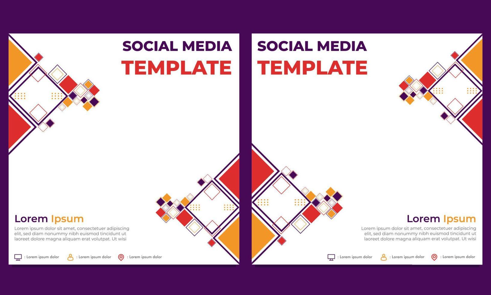 flat colorful abstract geometric social media post template vector