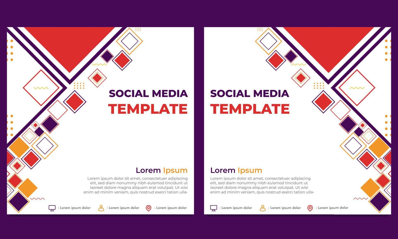 flat colorful abstract geometric social media post template vector