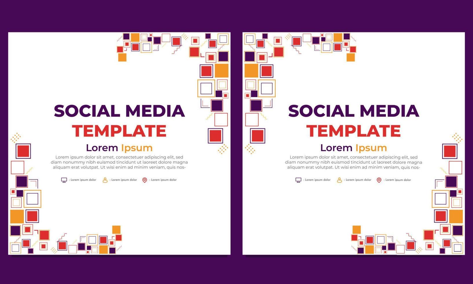 flat colorful abstract geometric social media post template vector