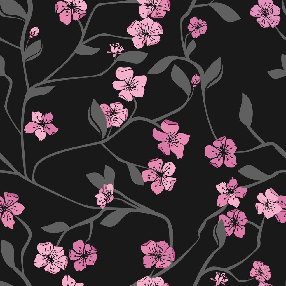 fondo de vector de flor de cerezo. patrón de flores sin fisuras