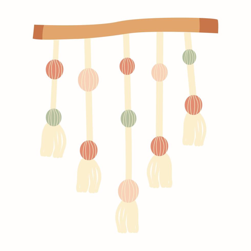 DIY wall hanging. knitted decoration in boho style. macrame. Vector illustration