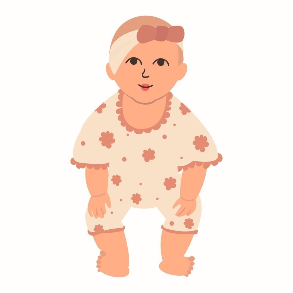 cute little girl in a bodysuit, baby. An active child of 3-12 months. The development of a child of the first year of life vector