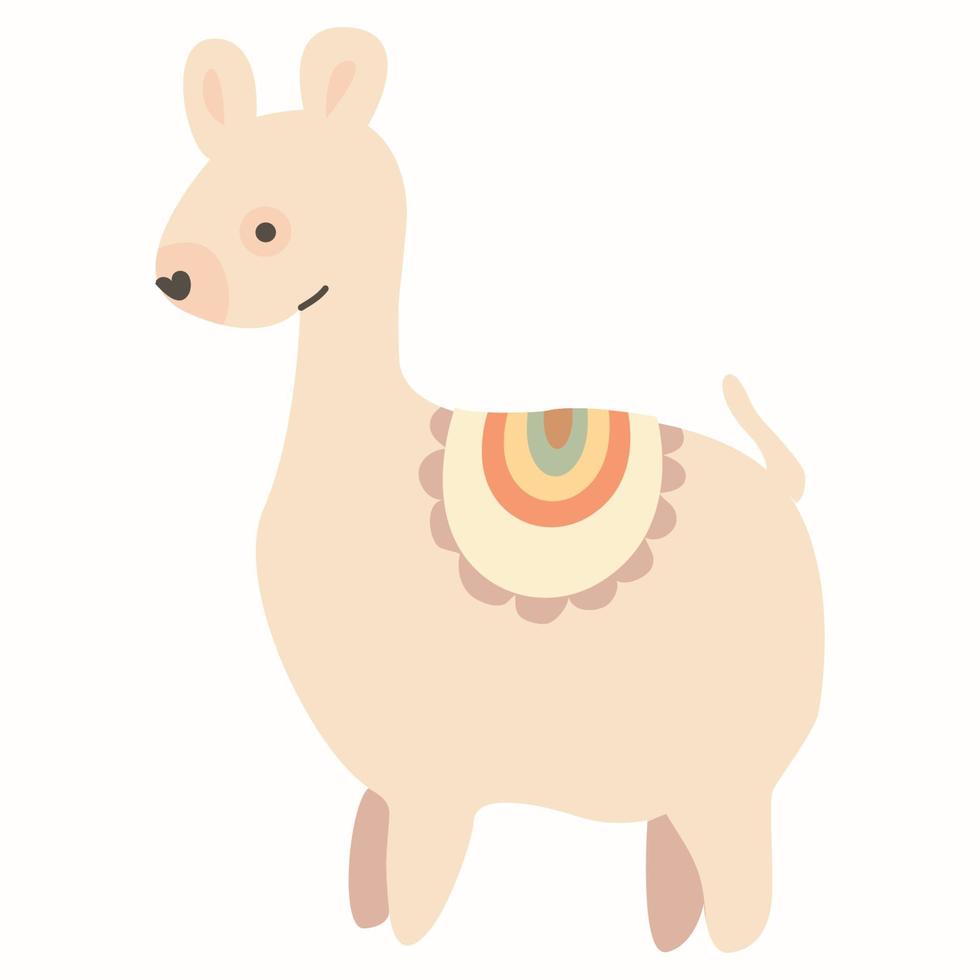 lindo bebé llama, en estilo boho. ilustración vectorial aislada. vector