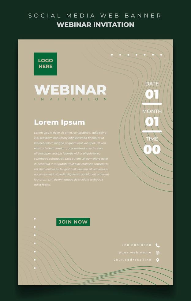 invitación al seminario web en diseño de fondo verde. buena plantilla para el diseño de publicidad en línea vector