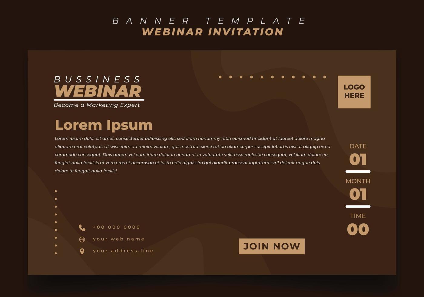 Social media post template in landscape design with brown background design vector