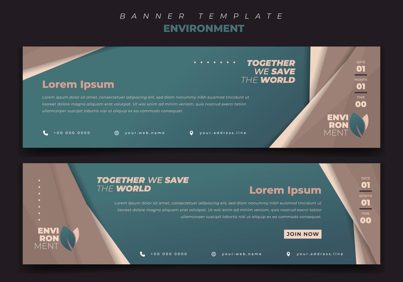 Banner template design with simple green geometric background vector